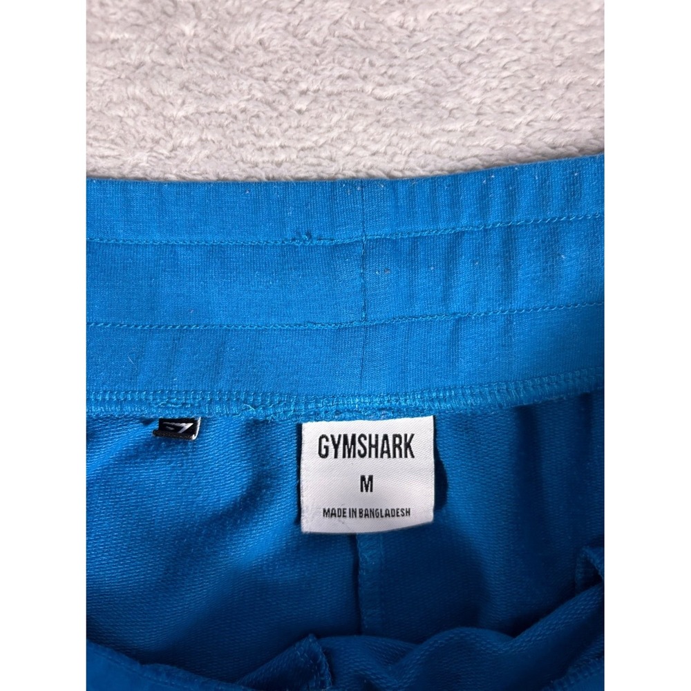 Gymshark Mens Size M Blue Raw Hem Fleece Sweat Shorts Athletic Drawstring Gym - Picture 4 of 10